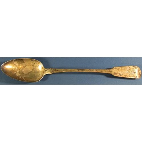 1235 - A Georgian silver basting spoon, London 1824, maker William Seamen, 31cm long, 4.2oz approx