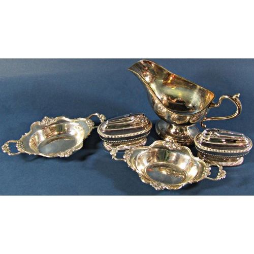 1238 - A pair of Goldsmiths & Silversmiths dishes with floral decoration, London 1902, two Queen Anne silve... 