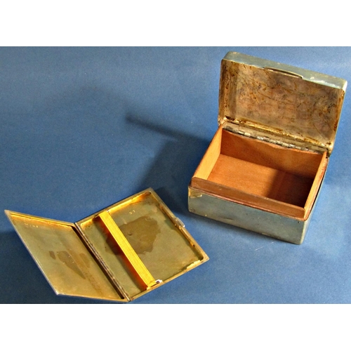 1251 - A silver engine turned cigarette case and a silver cigarette box (2)