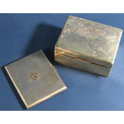 1251 - A silver engine turned cigarette case and a silver cigarette box (2)