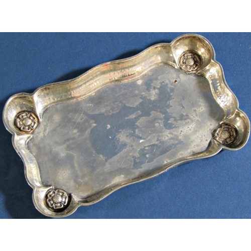 1252 - A silver Arts and Crafts pin tray by Omar Ramsden, engraved 