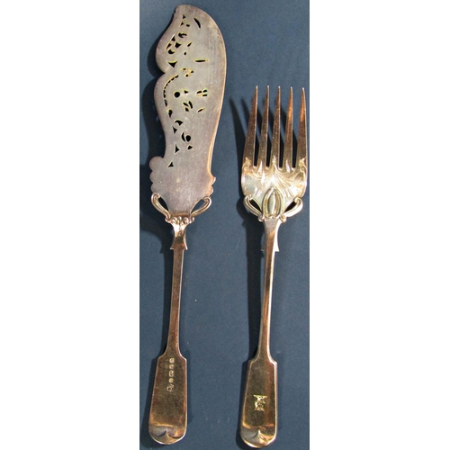 1255 - Two pairs of silver plated grape shears, pair of Victorian plated fish servers, collection of Victor... 