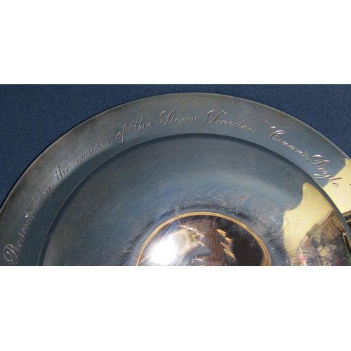 1256 - A silver Armada dish, 17 cm diameter, London 1962, to the underside the inscription presented by the... 