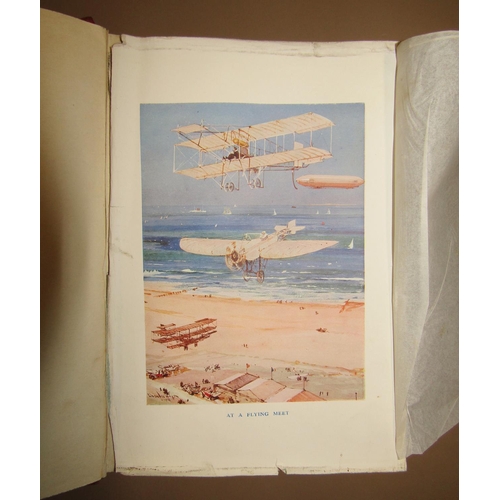 243 - Edwardian boy's books with decorated spines including All About Airships by Ralph Simmonds 1918, Tru... 