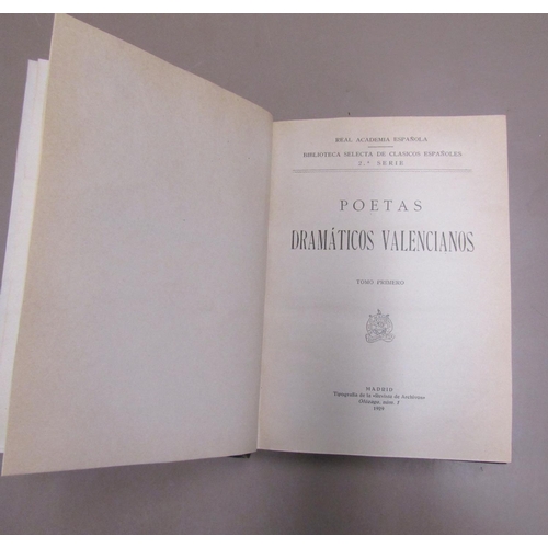 254 - A collection of books written in Spanish principally leather bound late 19th century/early 20th cent... 