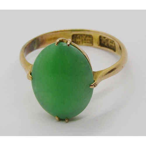 1320 - Chinese yellow metal jade ring with character stamps, size M, 3.5g