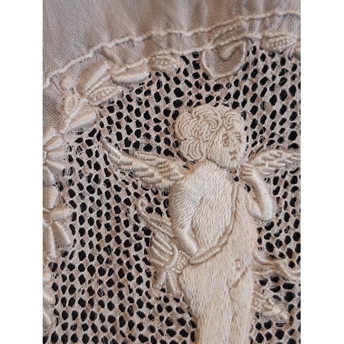 1551 - An impressive pair of vintage knickers in pale pink silk, trimmed with 19th century Flanders lace an... 