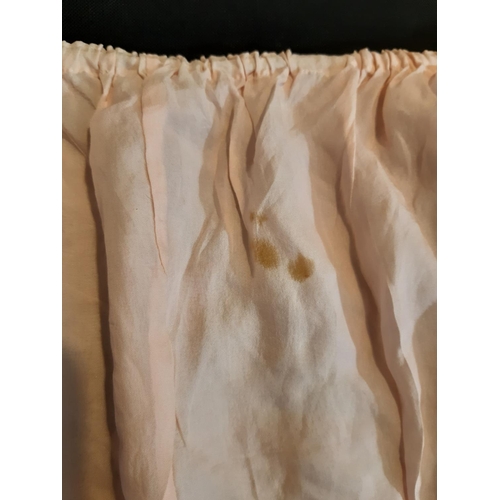 1551 - An impressive pair of vintage knickers in pale pink silk, trimmed with 19th century Flanders lace an... 