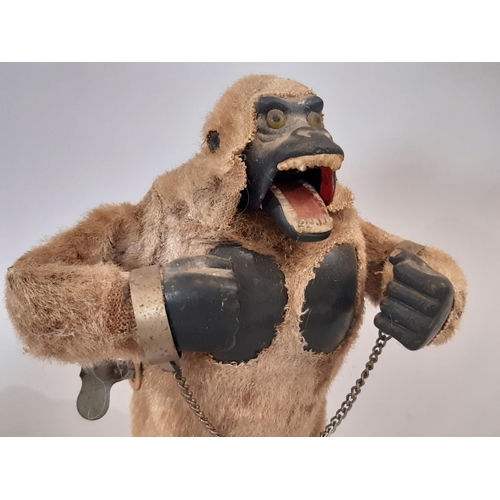 316 - Marx Toys (Japan) 1960's mechanical gorilla with clockwork motor and fur covering; when wound the to... 