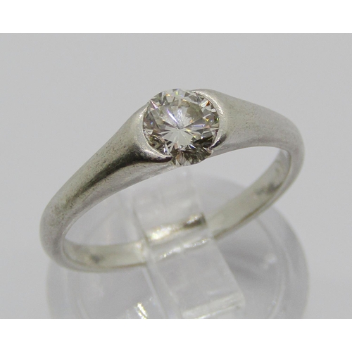 1350 - 950 platinum tension set diamond solitaire ring, 0.50ct approx, size M/N, 5g