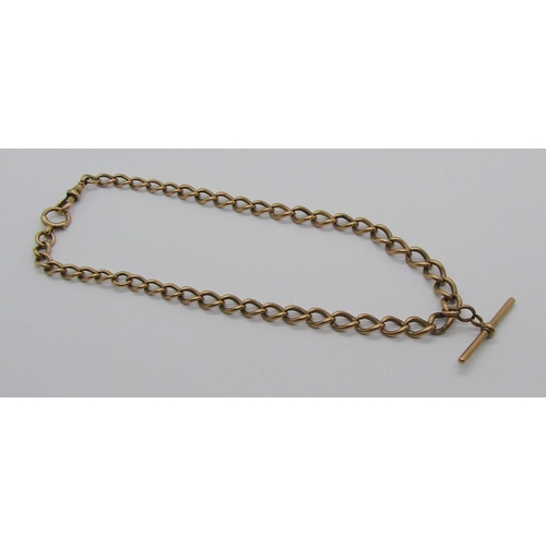 1356 - 9ct Albert chain with T-bar, maker 'M&M', 41.5g