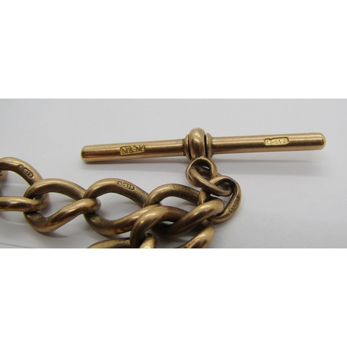 1356 - 9ct Albert chain with T-bar, maker 'M&M', 41.5g