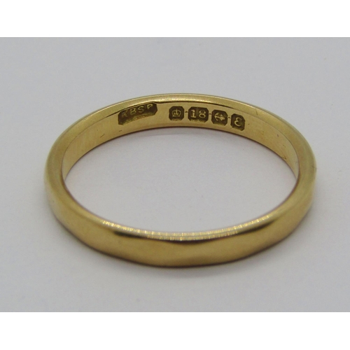 1360 - 18ct wedding ring, size O, 3g, together with a selection of costume jewellery comprising a Longines ... 