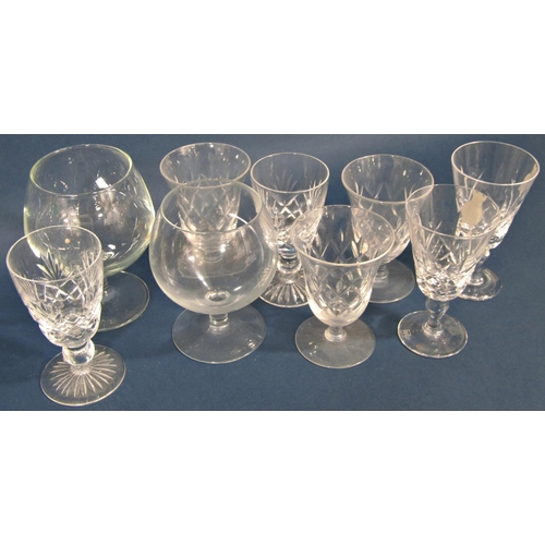 1164 - Six Webb Corbett cut glass wine glasses and a selection of similar glasses.