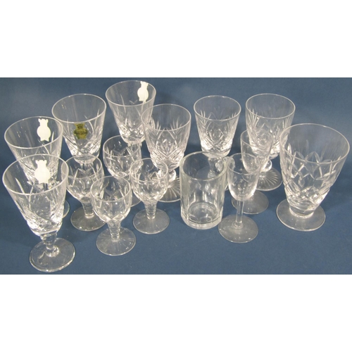 1164 - Six Webb Corbett cut glass wine glasses and a selection of similar glasses.