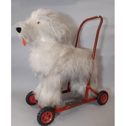 326 - 1960's ride-on dog toy by Wendy Boston (Playsafe) height 62cm together with vintage clockwork donkey... 