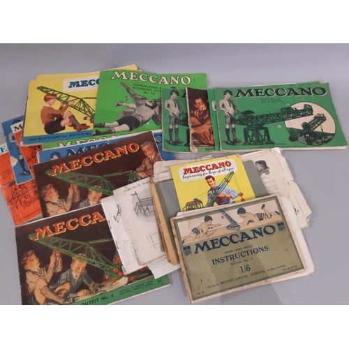 325 - Large collection of vintage meccano (some pre-war) and Meccano publications; wooden box contains a t... 