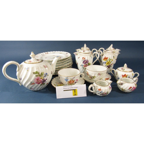 1073 - A large collection of late 19th century German porcelain all with hand painted floral detail and wry... 