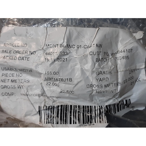 1532 - Large roll of unused upholstery velvet 'Mont Blanc', colour is 'Captain' (air-force blue), viscose/c... 