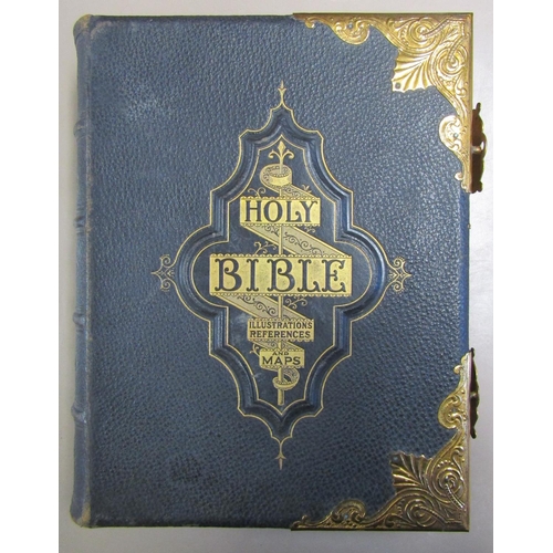 263 - The Illustrated National Family Bible with commentary by Scott & Henry, black leather bindings with ... 