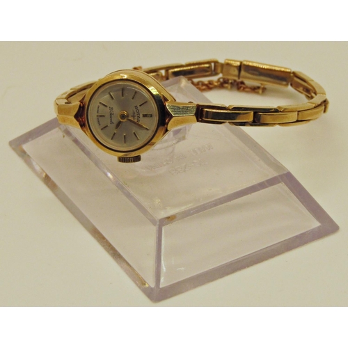 1431 - Rotary ladies dress watch with 9ct gold case and bracelet, 13gms all in