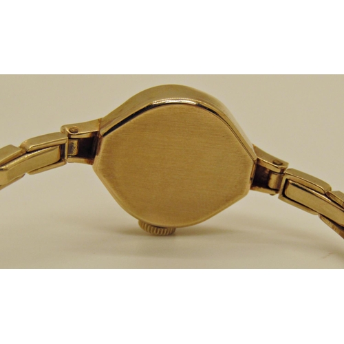 1431 - Rotary ladies dress watch with 9ct gold case and bracelet, 13gms all in