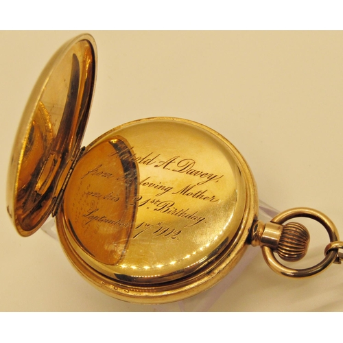 1436 - Presentation gentleman's gold plated pocket watch with presentation script to dust cover, with 9ct g... 