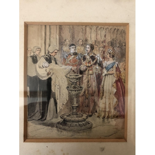 181 - Attributed to Frederick John Skill - Two watercolours: The Christening of Prince Albert, and The Cor... 