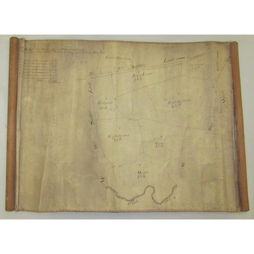 298 - An interesting group of three 18th century tithing and field maps, paper on canvas, in the Castle Br... 