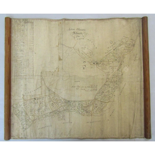 298 - An interesting group of three 18th century tithing and field maps, paper on canvas, in the Castle Br... 