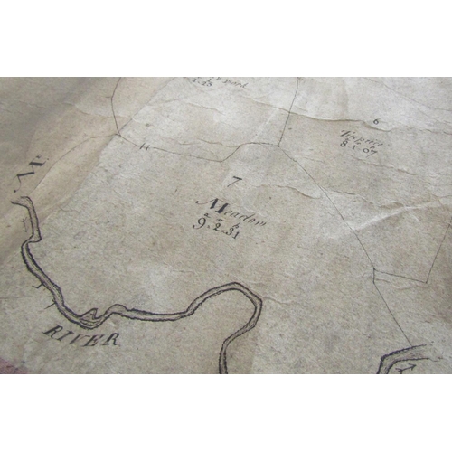 298 - An interesting group of three 18th century tithing and field maps, paper on canvas, in the Castle Br... 