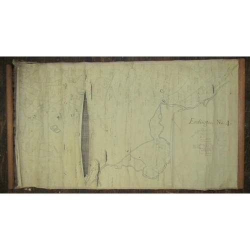 298 - An interesting group of three 18th century tithing and field maps, paper on canvas, in the Castle Br... 