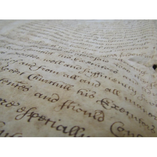 275 - A large 17th century vellum indenture c.1690 regarding a property in Middlesex, with attached ground... 