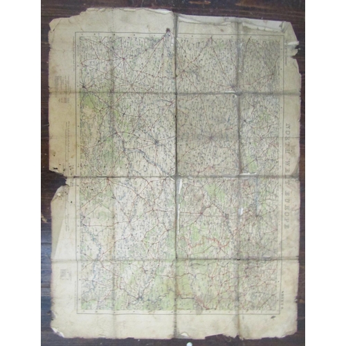 285A - WWI Interest - Collection of sixteen Ordnance Survey maps, mainly paper on linen, scale 1:100,000, 1... 