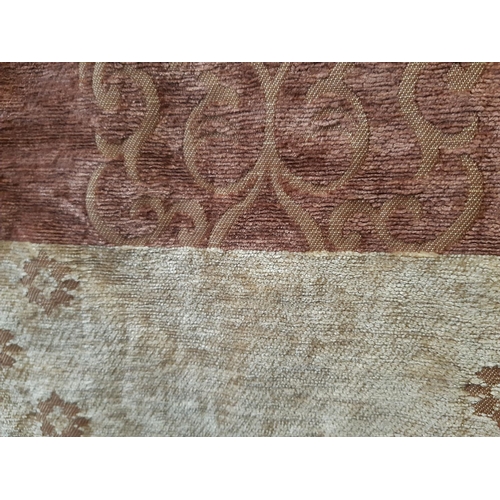 1537 - Large irregular shaped single heavy curtain in soft brown/ gold chenille with attractive reverse sid... 