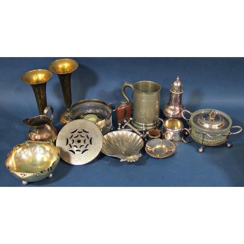 1193 - A miscellaneous collection of silver plated items including flatware, dishes, sugar bowl, milk jug, ... 