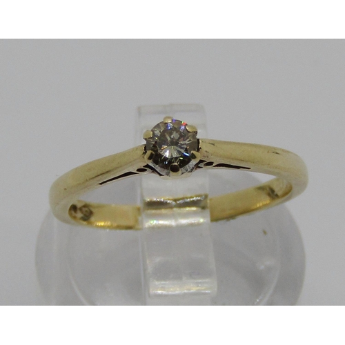 1367 - 9ct diamond solitaire ring, 0.10ct approx, size I/J, 1.5g