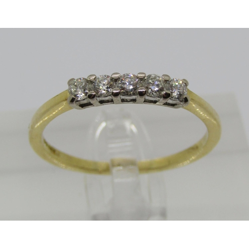 1373 - 18ct five stone diamond ring, maker 'EF', Sheffield, size R, 2.6g