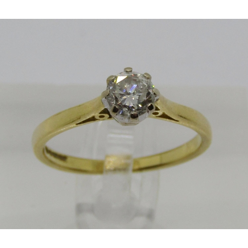 1380 - 18ct diamond solitaire ring, 0.50ct approx, size N/O, 2.5g