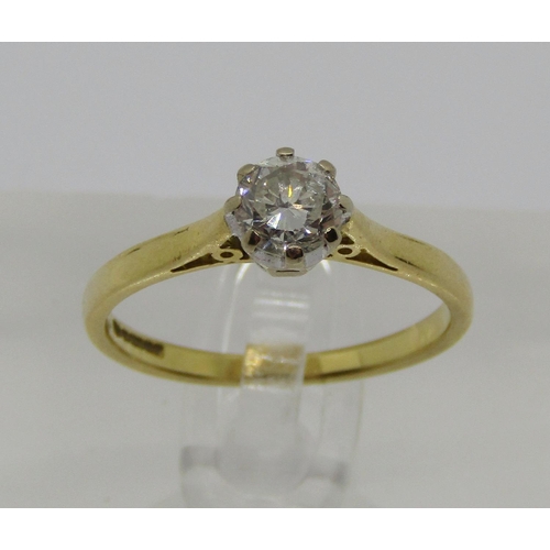 1380 - 18ct diamond solitaire ring, 0.50ct approx, size N/O, 2.5g