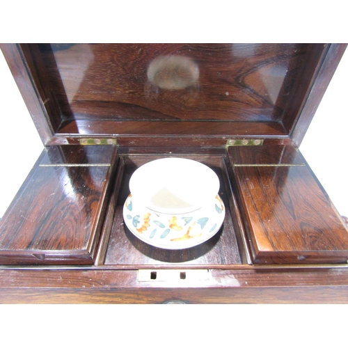 1661 - A large Regency rosewood sarcophagus tea caddy, with a well fitted interior mixing bowl (not origina... 