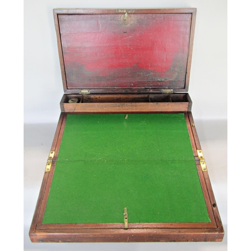 1620 - A Georgian mahogany caddy with cross banded detail and a further 19th century writing slope with fol... 