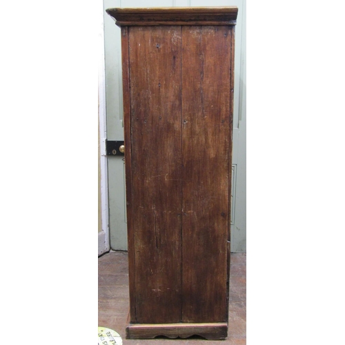 2569 - An Indian hardwood cupboard, enclosed by a pair of panelled doors with iron work fittings, the inter... 