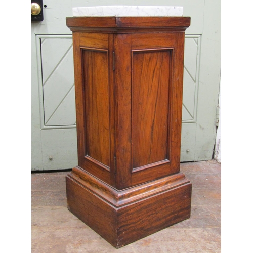 2583 - 19th century rosewood side cupboard of square cut form with panelled sides set on a deep plinth with... 