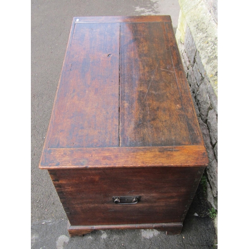 2603 - A Georgian oak mule chest with rising lid over two frieze drawers raised on bracket supports, 103cm ... 