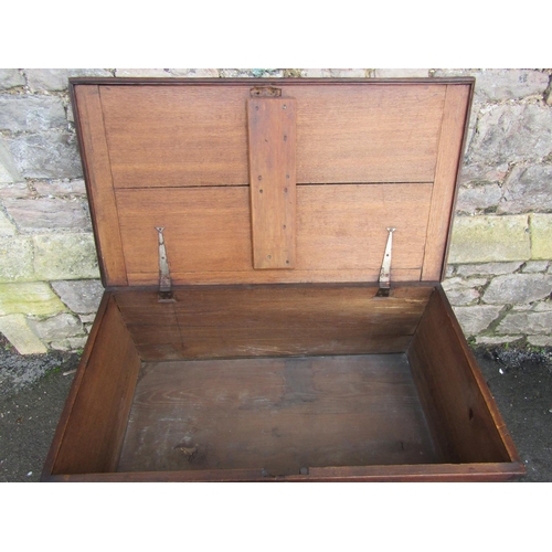 2603 - A Georgian oak mule chest with rising lid over two frieze drawers raised on bracket supports, 103cm ... 