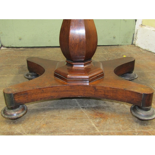 2618 - A late Regency rosewood D end fold over top card table with vase shaped pillar and platform base