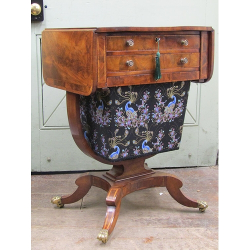 2632 - A Regency ladies sewing table, the rectangular top incorporating drop leaves, over two frieze drawer... 