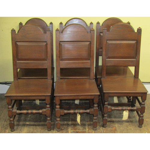 2658 - A set of six good quality panel back oak dining chairs by Bylaw in an 18th century style, with solid... 