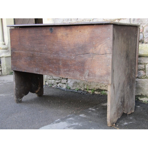 2661 - An unusual 18th century oak six plank coffer with high sides, 145cm long x 91cm high